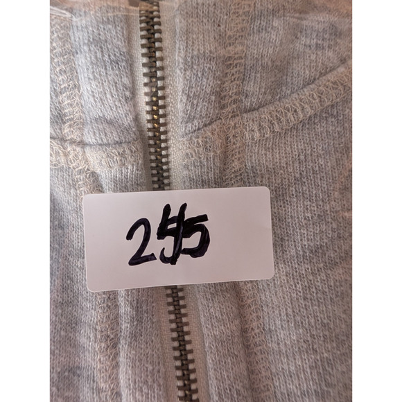 Easel Gray Babydoll Tiered Rufffle Hem Boho Cottage Hooded Zip Cardigan Medium - Picture 8 of 8